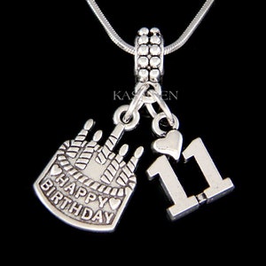 11th Birthday girl Necklace Number 10 11 12 13th Heart Jewelry Keychain Gifts for Daughter Granddaughter Turning 11 years old Bracelet Charm