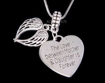 Memorial Remembrance Love Heart Angel Wings Necklace Loss of Mother Daughter Mom Little Girl Memory Bereavement fit European Charm Bracelet