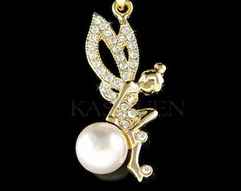 Collier fée clochette en cristal de Swarovski, pendentif fée boule magique perle, breloque ange magique, cadeau d'anniversaire Noël 20-30 40 40