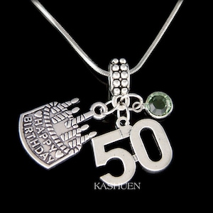 Feliz 50 cumpleaños regalos número 50 51 52 53 54 55.o 56 57 58 59 collar llavero joyería de cumpleaños hermana mamá madre abuela pulsera encanto