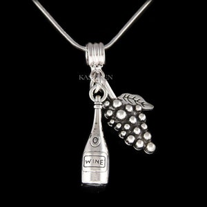 White Red Sweet 3D Wine Bottle Celebration Merlot Grapes Alcohol Lover Maker 50th Birthday Gifts Necklace Keychain 4 European Charm Bracelet