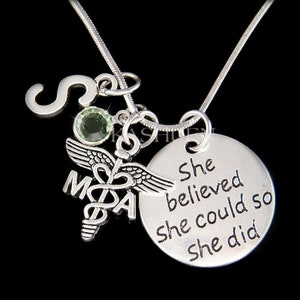 2025 MA Graduation Gift Medical Assistant Charm 4 Bracelet Necklace Keychain Keyring White Coat Ceremony Birthday Gift Inspirational Jewelry