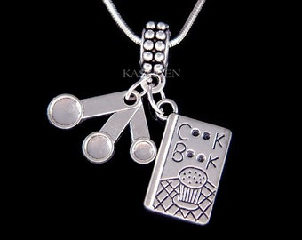 Cook Book Measuring Spoons Baking Baker Necklace Kitchen Culinary Graduate Gifts Chef Graduation Jewelry Keychain Food Lovers Bracelet Charm