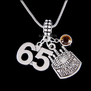 Feliz 65.o regalo de cumpleaños Número 60 61 62 63 64 65.o 66 67 68 69 Collar Pulsera con dijes Llavero Joyería Hermana Mejor amiga Mamá Abuela