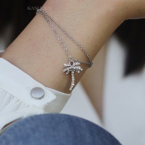 Swarovski Crystal Hawaiian Vacation Palm Tree Coconut Hawaii Bridal Beach Wedding Charm Bracelet Christmas Gift New Tropical Island Jewelry