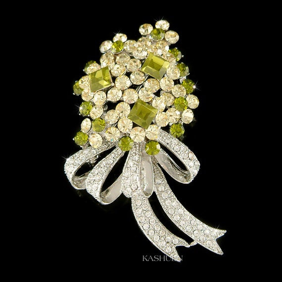 Swarovski Crystal Big Green Flower Floral Bouquet Botany Plant Women Pin Brooch Statement Jewelry Mother s Day Best Friend Christmas Gift