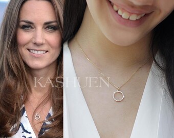 Swarovski Crystal Dainty Simple CIRCLE OF LOVE Eternity Hope Karma Infinity 14K Gold Filled Layering Necklace Sterling Silver Modern Jewelry