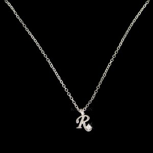 Letra R Inicial Delicado Delicado Simple Cubic Zirconia CZ Charm Chain Collar diario Amigo Familia Compañero de trabajo Jefe Regalo de cumpleaños de Navidad