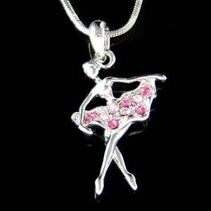 Swarovski Crystal Pink BALLERINA The Nutcracker Ballet Dancer Girls Necklace Swan Lake Lover Jewelry Friend Christmas 16th Birthday Gift New