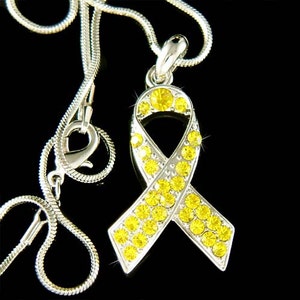 Swarovski Crystal Yellow Soldier Military Deployment Distance Relationship Bladder Cancer Ribbon Necklace Spina Bifida Bone Jewelry Keychain