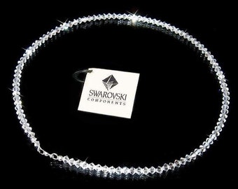 Simple Clear Swarovski Crystal Sterling Silver Bridal Wedding Party Night Out Women Necklace (Clear, Crystal AB or Black color to choose)