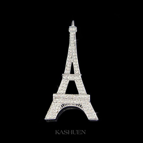 Swarovski Crystal Big Realistic Eiffel Tower Paris France Honeymoon Vacation Souvenir Pin Brooch Wife Girlfriend Jewelry Christmas Gift New