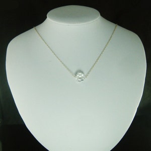 Eenvoudige Swarovski kristalheldere 12 mm ronde bal bruids bruidsmeisje bruiloft sterling zilveren ketting douche gunst sieraden dagelijks juweel schattig