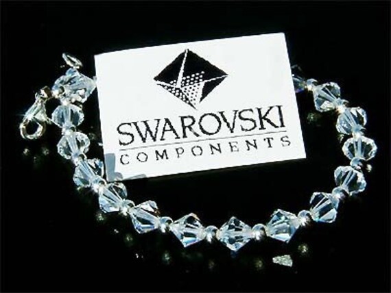 Simple Clear Swarovski Crystal Sterling Silver Bracelet Bridal