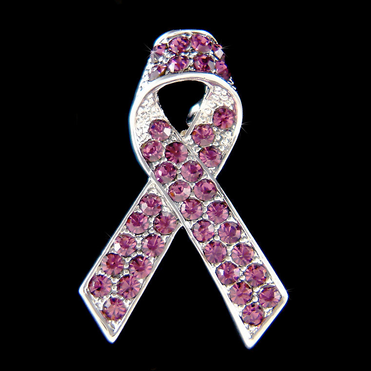 Swarovski Crystal Purple Awareness Ribbon Pancreatic Testicular Thyroid ...