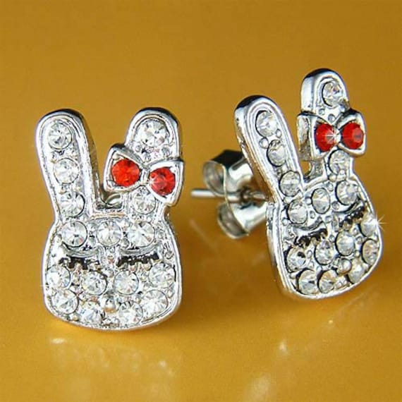 Swarovski Crystal Bunny Rabbit Red Bow Hare 4H Animal Holiday
