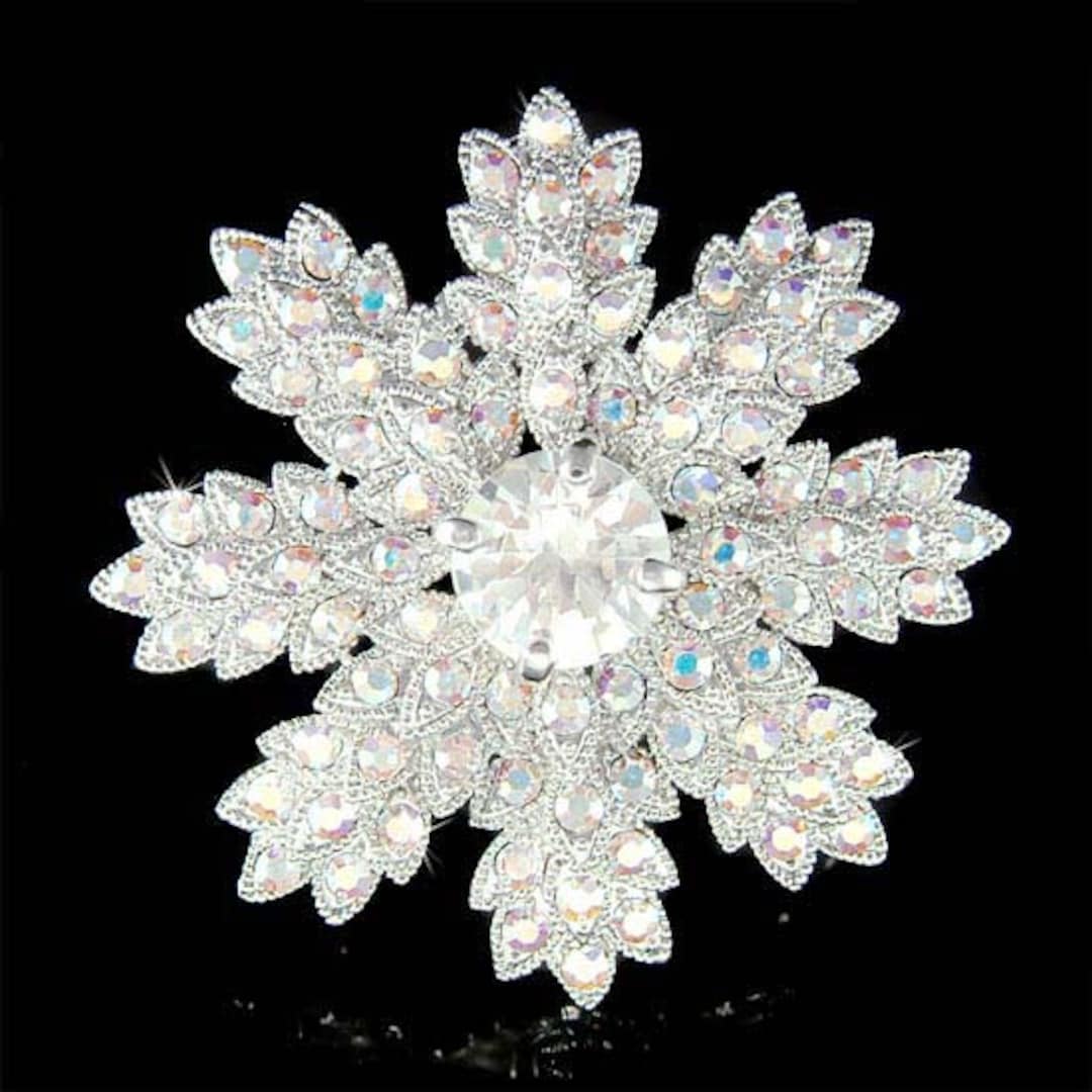 swarovski crystal snowflake brooch pin