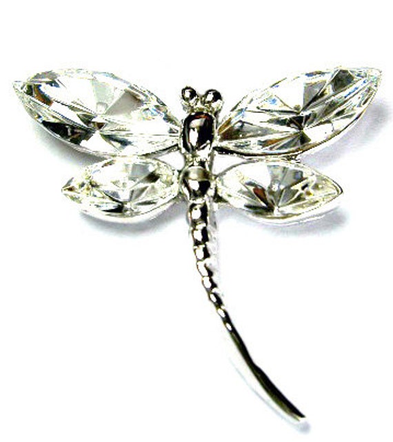 Swarovski Crystal Elegant Clear DRAGONFLY Bridal Wedding Pin