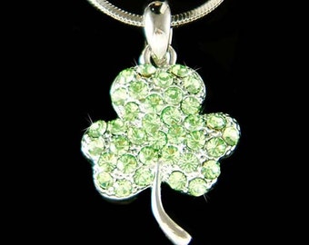 Dainty Irish Swarovski Crystal Saint Patricks Day Lucky Three Leaf CLOVER SHAMROCK Collar Navidad 20 30 40 50 60 cumpleaños Regalo