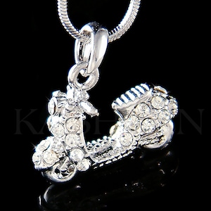 Cristallo Swarovski realistico 3D motore motorizzato SCOOTER ciclomotore moto bici elettrica collana con ciondolo gioielli migliori amici regalo di Natale BFF