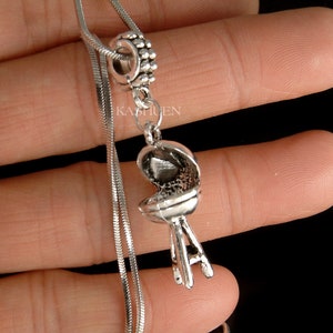 Dainty 3D BBQ Grill Necklace Foodie Jewelry Barbecue Mom Dad Unisex Men 30th 35th 40th 50th 60th Birthday Gifts fit European Charm Bracelet