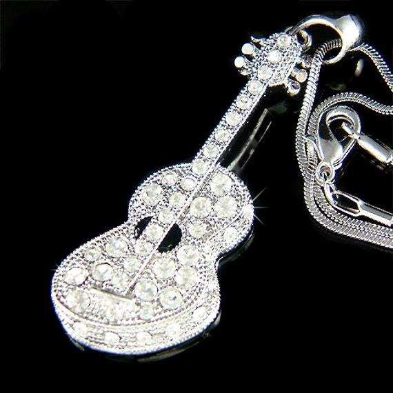 Swarovski Crystal Music Rock Folk Classical ACOUSTIC GUITAR