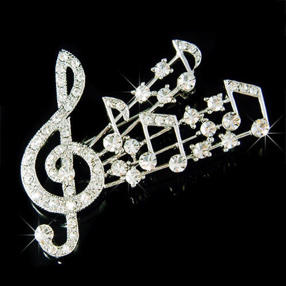 Swarovski Crystal TREBLE G CLEF Love Music Musical Note Pin Etsy
