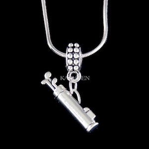 Golf Clubs Bag Golfer Gifts Sports Necklace Athlete Jewelry Coach Birthday Christmas Retirement Keychain Bangle fit European Charm Bracelet
