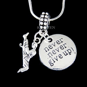 Never Give Up Black Belt Karate Martial Arts Necklace for Men Girls Women Taekwondo Charm Jiu Jitsu Judo Athlete 15th 16th 18 Birthday Gifts