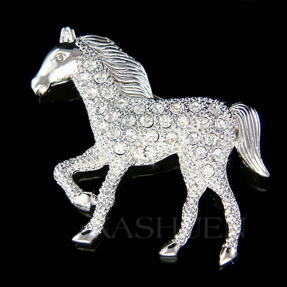 Broche Cheval Avec Cristaux - Dorée, Style Cowgirl Rodeo Western (Livraison Gratuite)