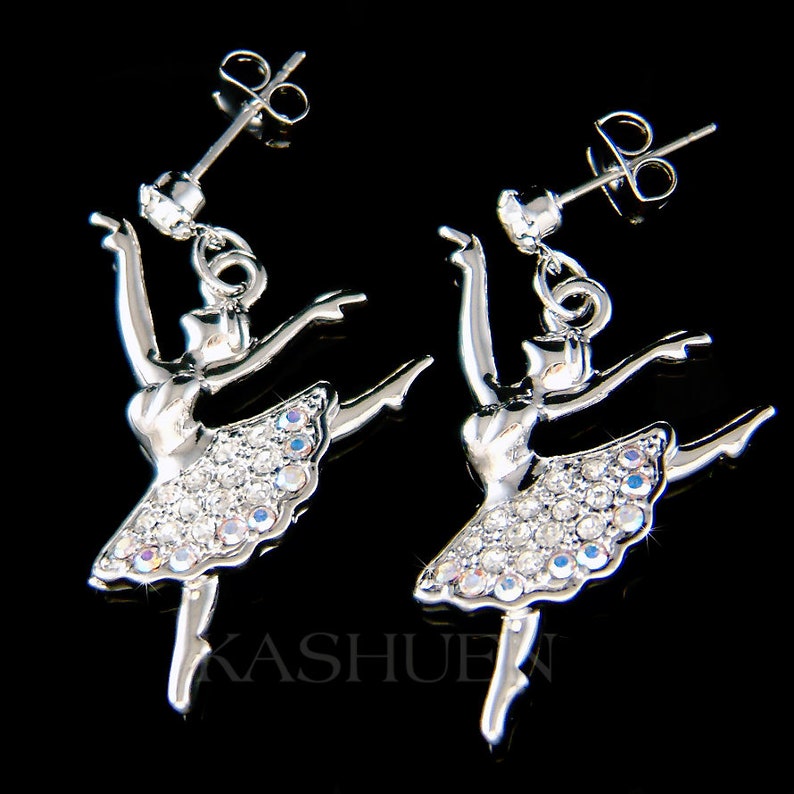 Swarovski Crystal Teal Blue BALLERINA Earrings the Nutcracker Etsy