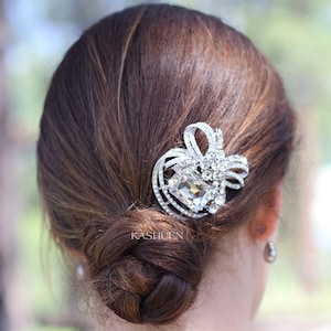 Swarovski Crystal Bow Flower Bridal Hair Comb Floral Wedding Hair Accessories Bride Bridesmaid Mother of Bride Jewelry Special Birthday Gift