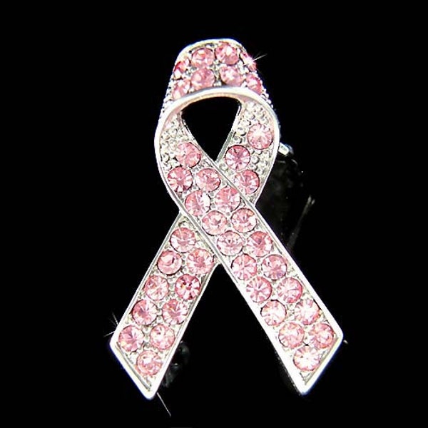 Swarovski Crystal Breast Cancer Awareness Pink Ribbon Brooch Pin Best Friends Family Members Mother Daughter Love Lost Support Jewelry Gifts