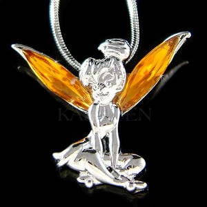 Collar de Campanilla verde con cristales Swarovski, colgante de hada dorada, dije de ángel mágico, joyería de fantasía, regalos de Navidad, 20, 30 y 40 cumpleaños. imagen 19