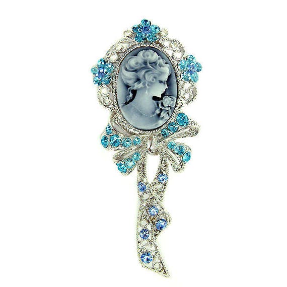Blue Swarovski Brooch YSL Sapphire Crystal Brooch Lucky Vintage