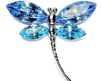 Swarovski Crystal Elegant Aqua Blue DRAGONFLY Bridal Wedding Pin Brooch Jewelry Jewellery Mother's Day Christmas Best Friend Birthday Gift