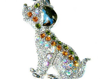 Spilla A Forma Di Cane Con Strass | Gioiello Elegante E Unisex Con Zirconi | Accessorio Moda Per Vestiti, Borse E Cappelli - 3