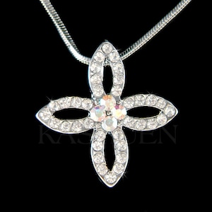 Swarovski Crystal AB Open 4 Point Quaternary Celtic Knots Infinity Necklace Irish Jewelry Best Friend Christmas Christian 40th Birthday Gift