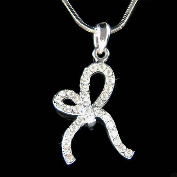 Dainty Swarovski Crystal Love Tied Ribbon Bow Knot Everyday Simple Necklace  Jewelry Best Friend Lover Christmas 18th 19th 20th Birthday Gift