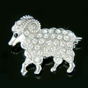 Swarovski Crystal BIG HORN SHEEP Lamb Goat Wild Mountain Animal Pin Brooch Lover Christmas Best Friend Mother's Day Daughter Womens Gift New