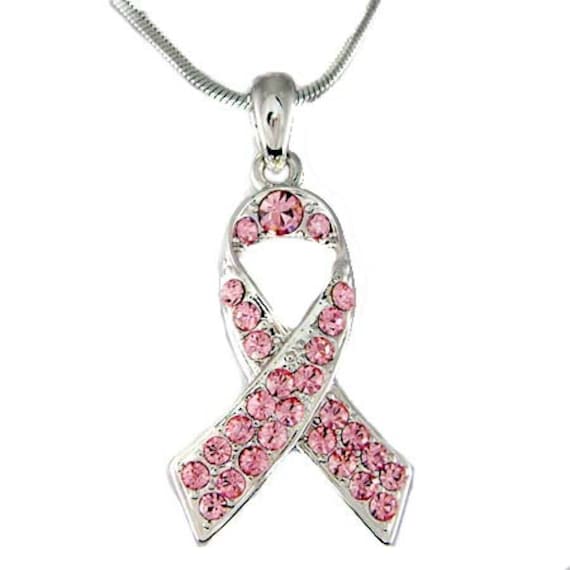10 Pack Breast Cancer Awareness Pink Crystal Leather Cord Necklaces 10 Necklaces in Individual Bags 