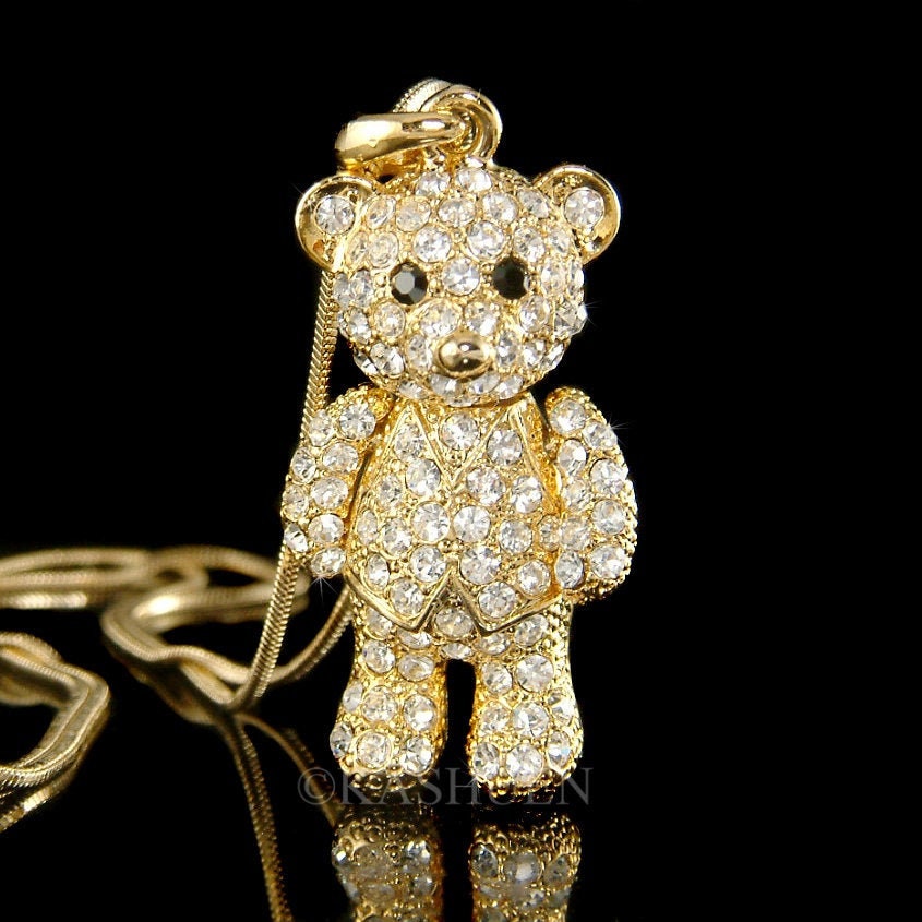 Swarovski Crystal 3D Big Movable Cuddly Teddy Bear Cute Charm Daughter Gold  Necklace Jewelry Teens Teenager Girls Christmas Best Friend Gift - Etsy