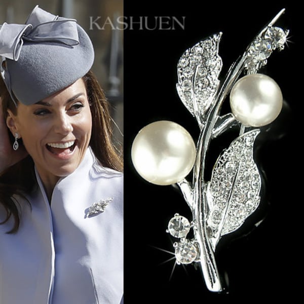 Swarovski Crystal Cream White PEARL Leaf Broche, Madre de la Novia Pin, Sash Joyería Jardín Jardinería Naturaleza Novia Dama de Honor Regalos de Navidad