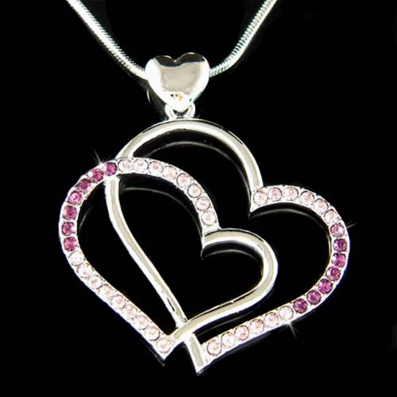 Swarovski crystal 2024 double heart necklace