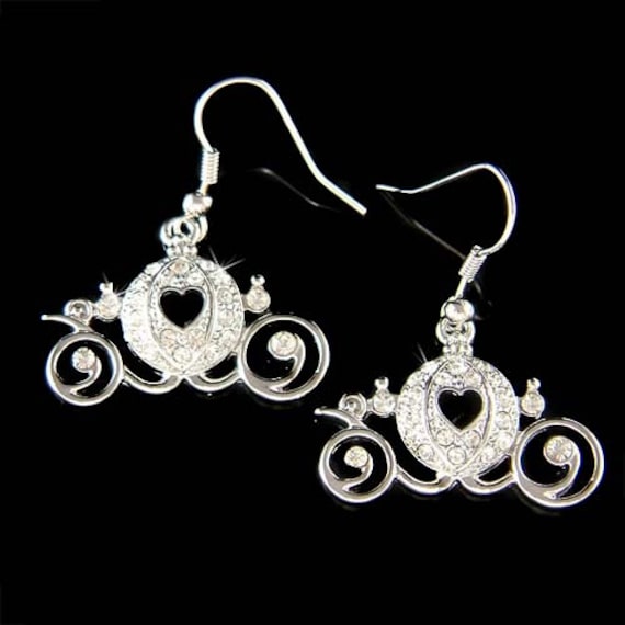 Boucles D'Oreilles Cristal Chic - Motif Lys - Alliage Argenté - Neuf Avec Étiquettes