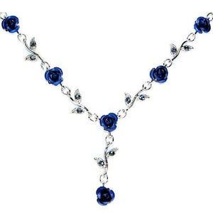 Swarovski Crystal Sapphire Königsblau Rose Blume Blumencharme Anhänger Kettenhalskette Weihnachten Bester Freund Brautjungfer Schmuck Geschenk