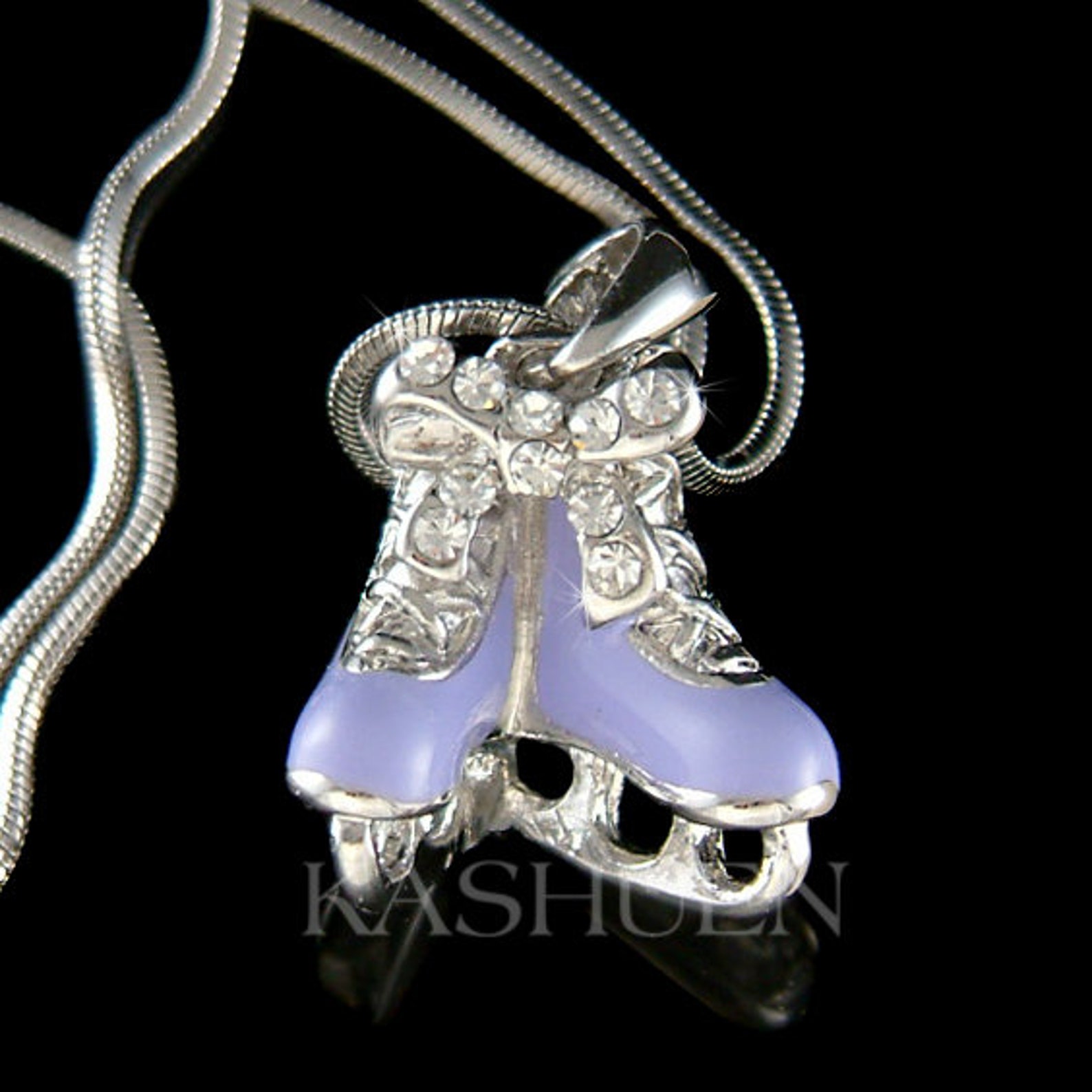 Swarovski Crystal Lilac Purple 3D Girls Ice Skating Hockey Shoes Figure ...