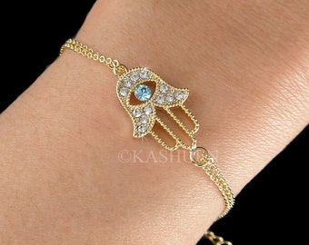 Hamsa Hand Evil Eye~ made with Swarovski Crystal Jewish