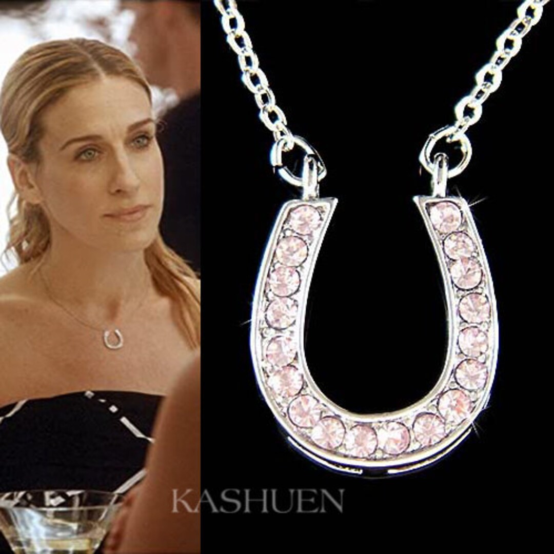 Swarovski Crystal Purple Horseshoe Necklace Western Wedding
