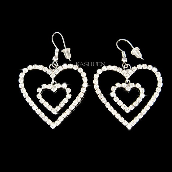Orecchini Pendenti A Cuore In Argento 925 Con Cristallo Austriaco Trasparente – 10x21 Mm – Designer Inspirations